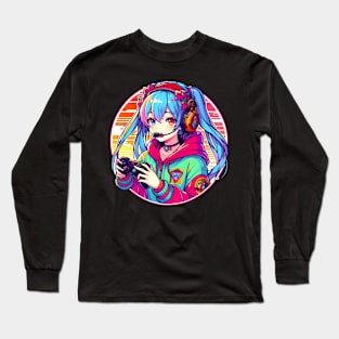 Gaming addict gamer girl Long Sleeve T-Shirt